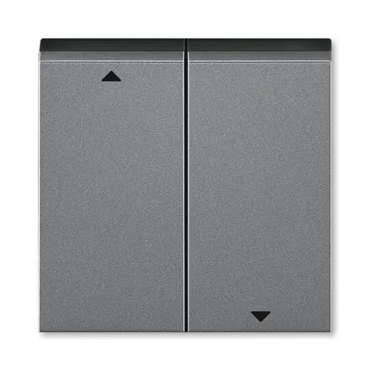 kryt spínače žaluziového kolébkového, dělený, s potiskem; ocelová/kouř. černá, design LEVIT M